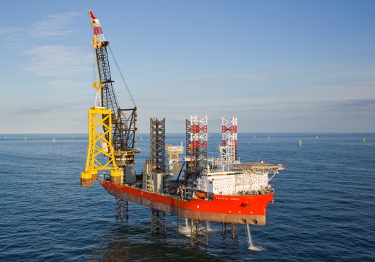 Suction Bucket Jacket Foundation Installed at Borkum Riffgrund 1 (Gallery)