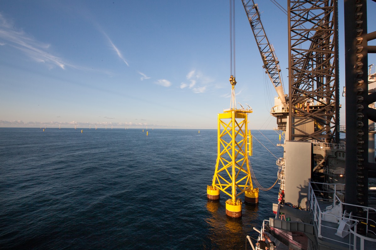 Suction Bucket Jacket Foundation Installed at Borkum Riffgrund 1 (Gallery)