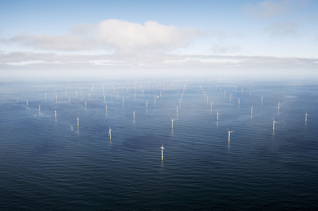 A photo of an offshore wind farm