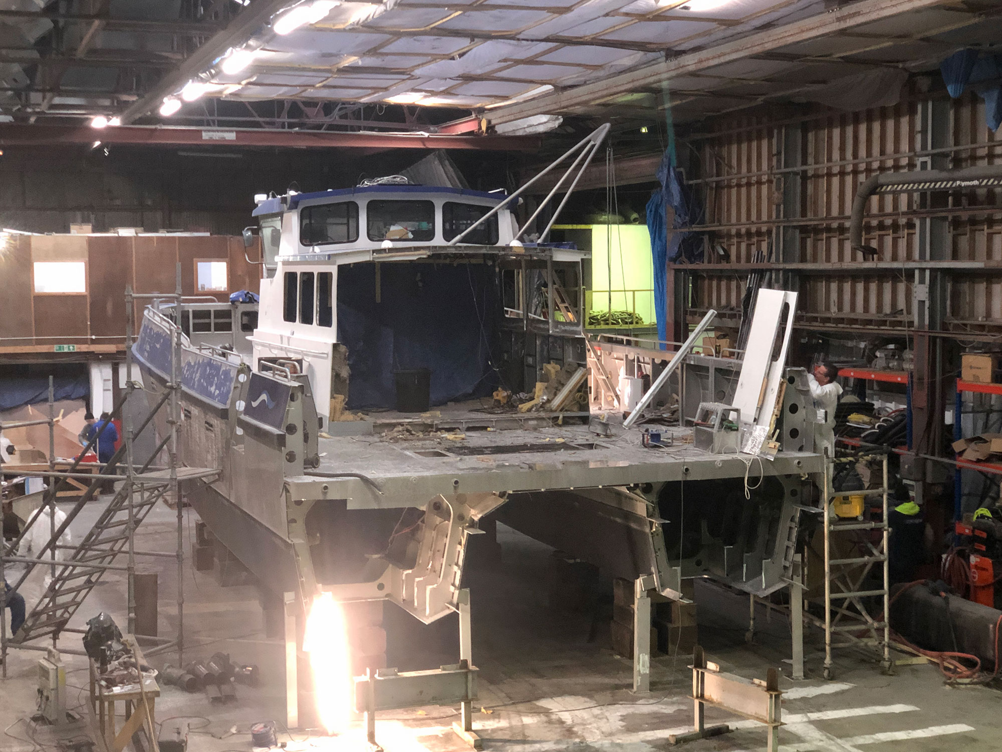 Iceni Courage vessel in refit shop