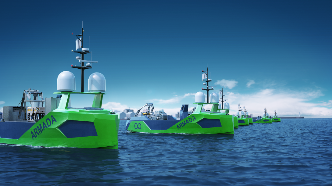 Artist impression of Armada robot ships at sea