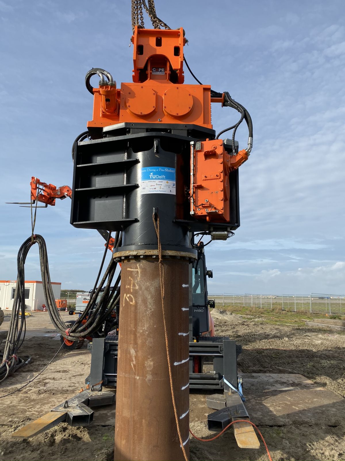 A monopile being installed