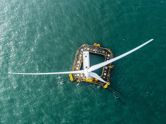 BW Ideol's Floatgen floating wind turbine, aerial view