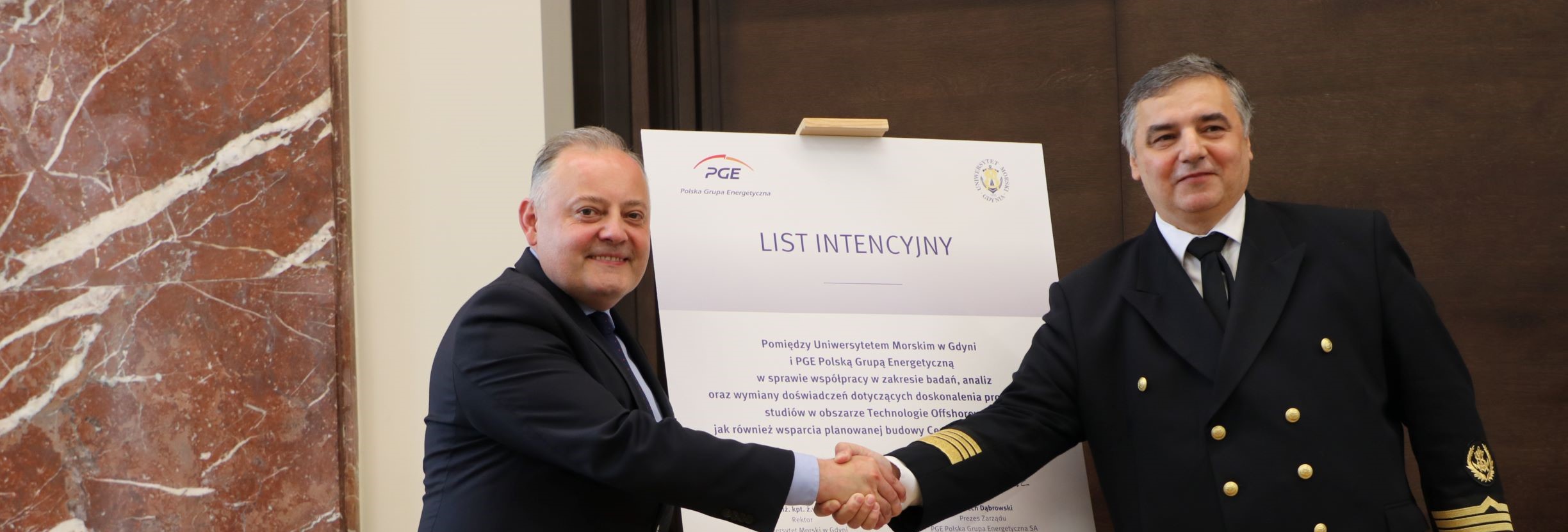 A photo from the Letter of Intent signing between PGE Group and Gdynia Maritime University