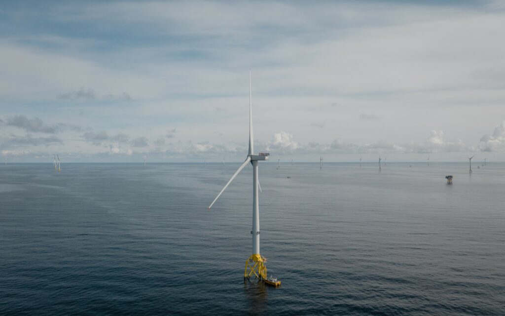 A photo of Ocean Winds' Moray East offshore wind farm in Scotland