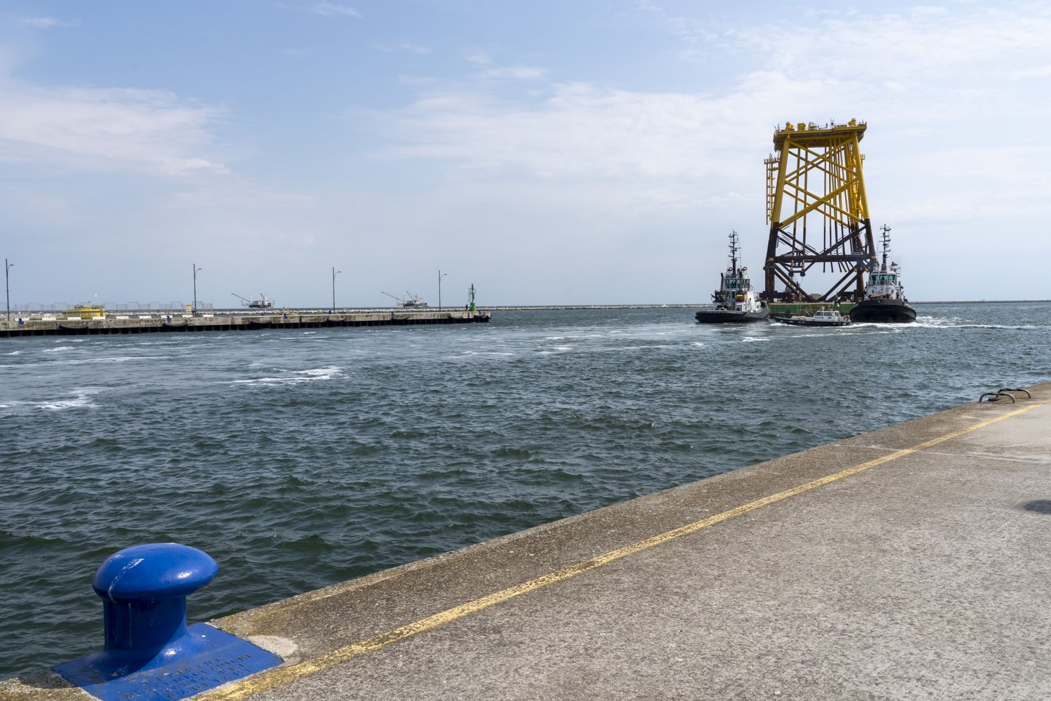 The jacket foundation for the Saint-Nazaire offshore wind farm sailingout of Ravenna