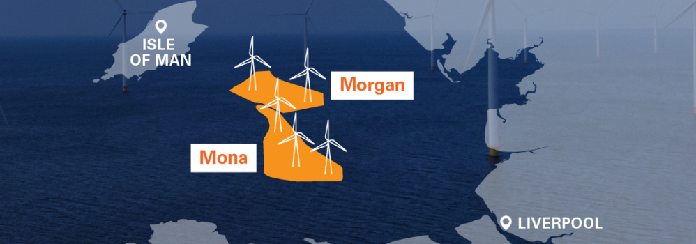 An image showing location of Morgan and Mona projects off the UK coast in Irish Sea