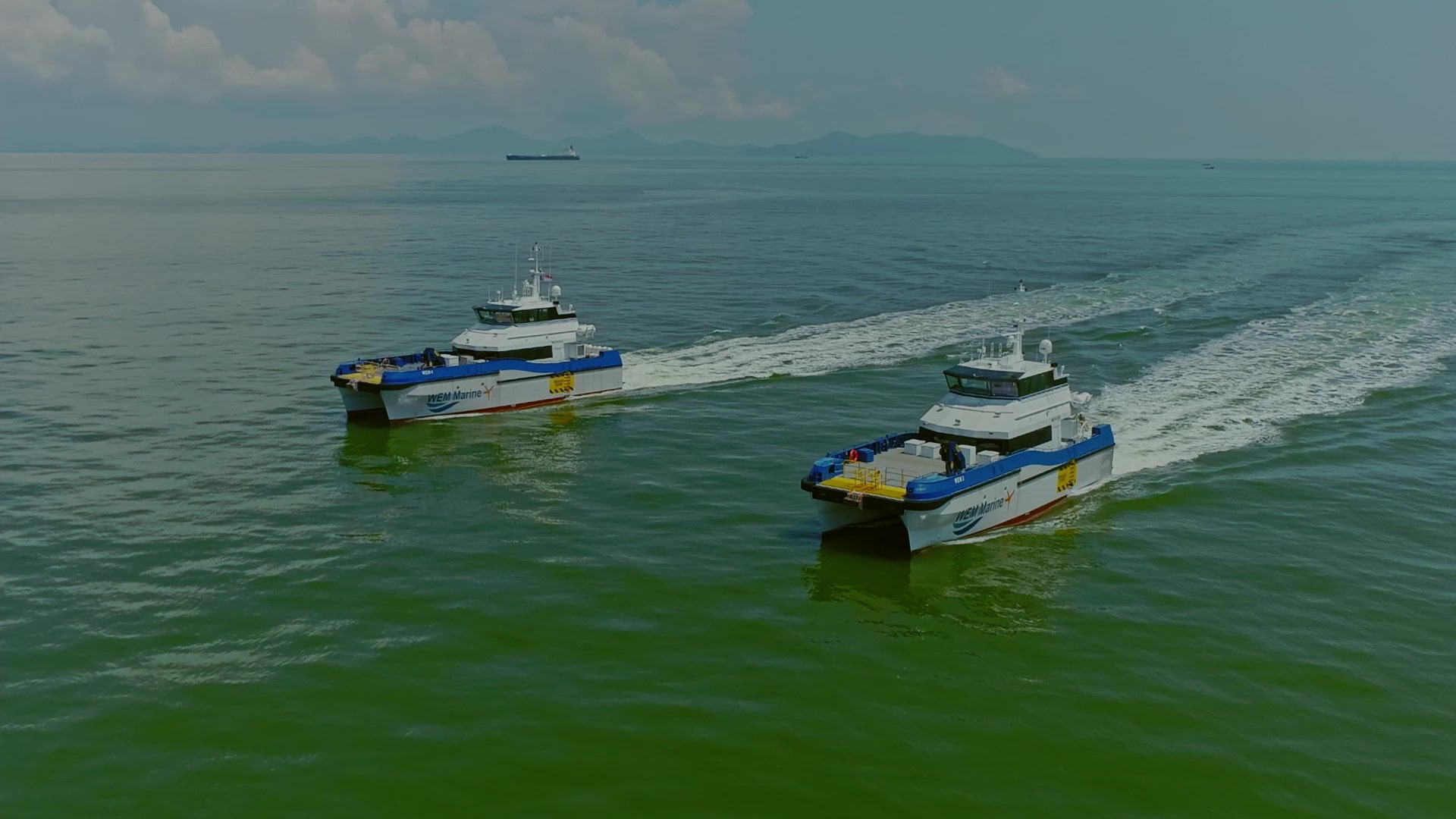 A photo of the existing two crew transfer vessels Strategic Marine built for WEM Marine