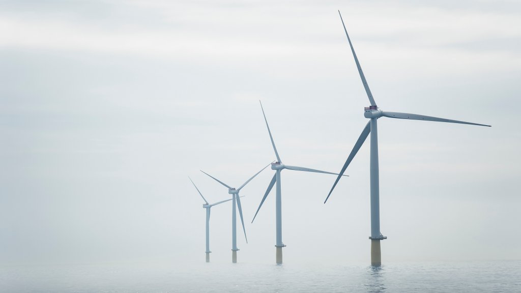 A photo of the Dudgeon offshore wind farm, one of the two Equinor-operated wind farms in Norfolk