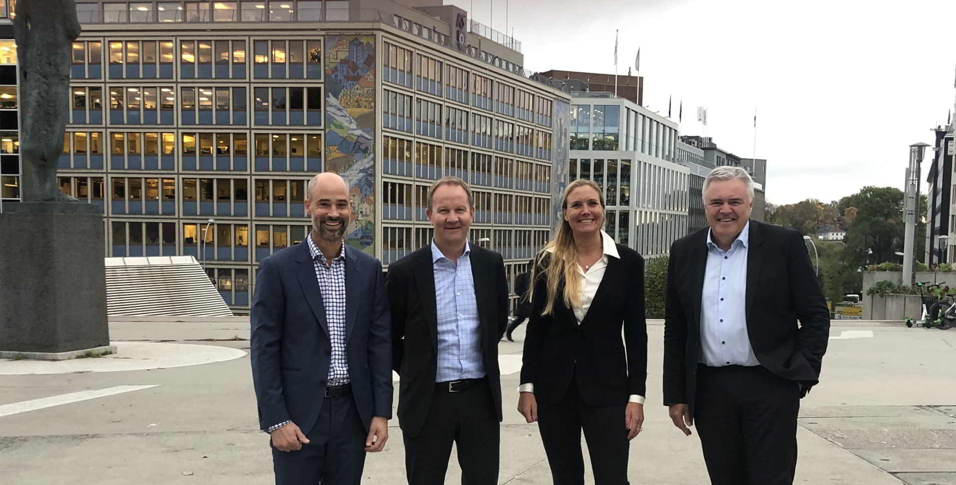A photo of Windstaller Alliance officials Stephen Bull, Lars Peder Solstad, Guro Høyaas Løken, Øyvind Mikaelsen