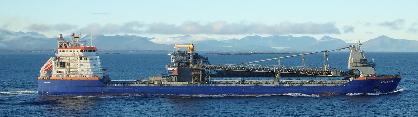 A photo of Van Oord's flexible fallpipe vessel Stornes at sea