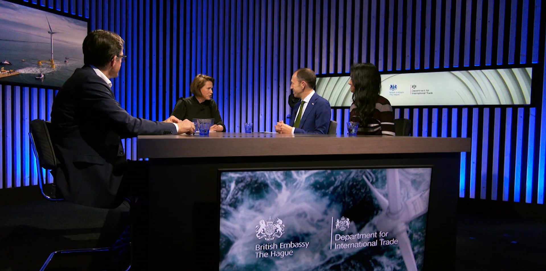 Simon Banham from DIT, Sharanya Kumaramurthy from EIC, Maurits Ornstein from SBM Offshore at the UK – Netherlands Offshore Wind Roundtable. Hosted by Coco Kossmann, Offshore Energy.