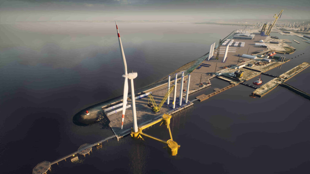 Forth Green Freeport; New Leith outer berth with Floating Foundation and Turbine