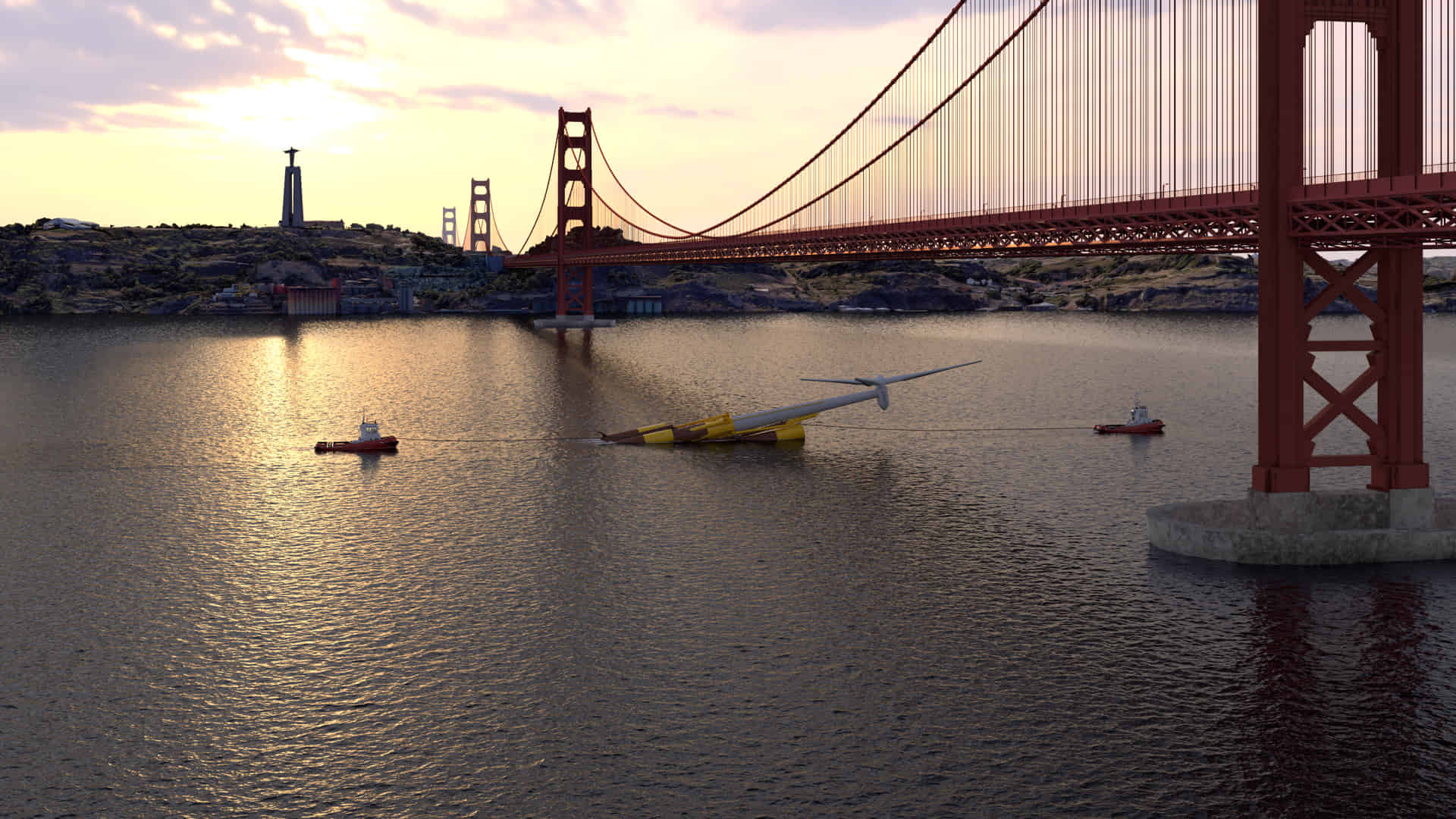 An image rendering Aikido Technologies' platform under the Golden Gate bridge