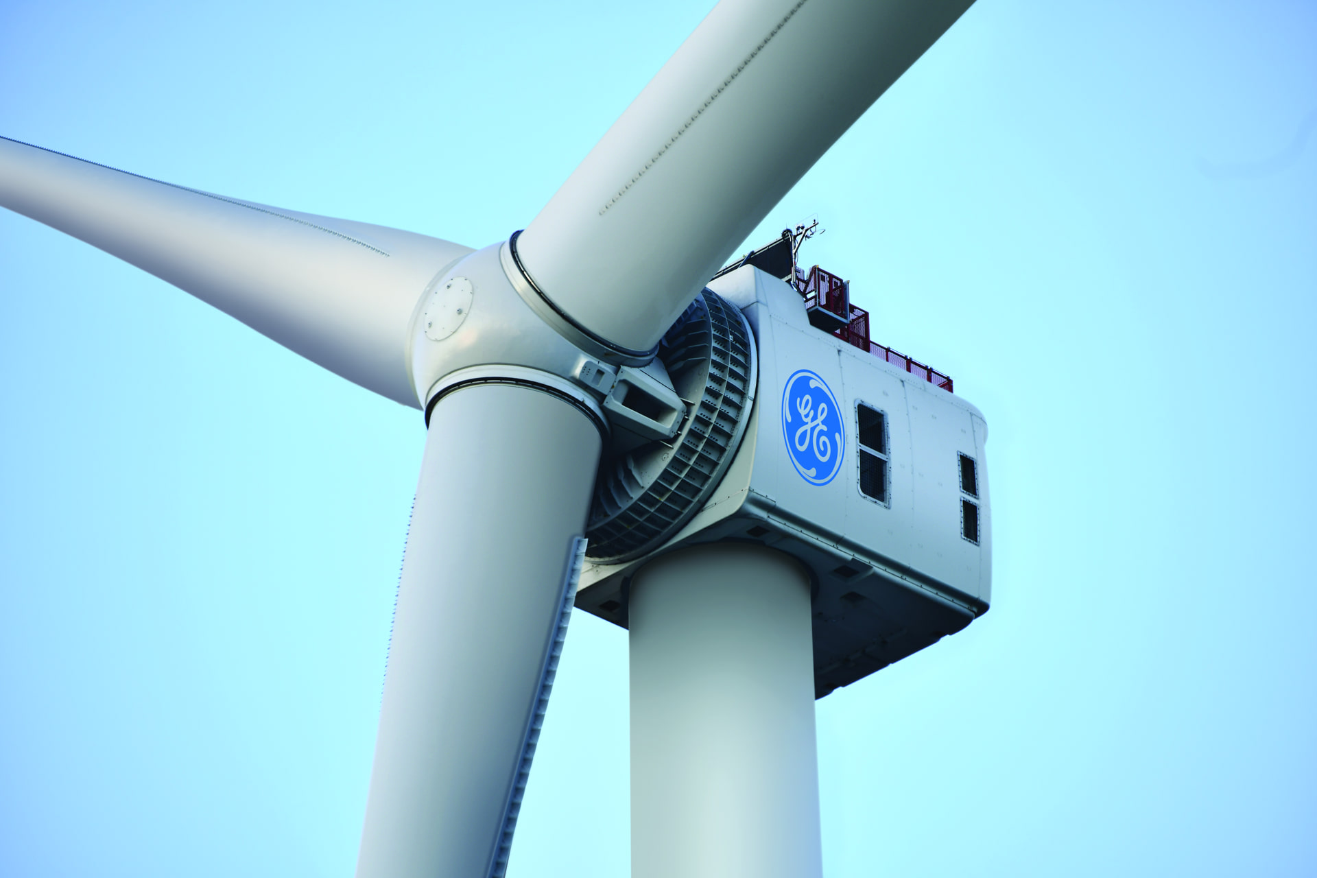 A photo of the rotor of GE's Haliade-X offshore wind turbine