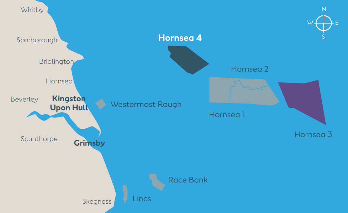 An image mapping Hornsea Four location within the Hornsea Zone