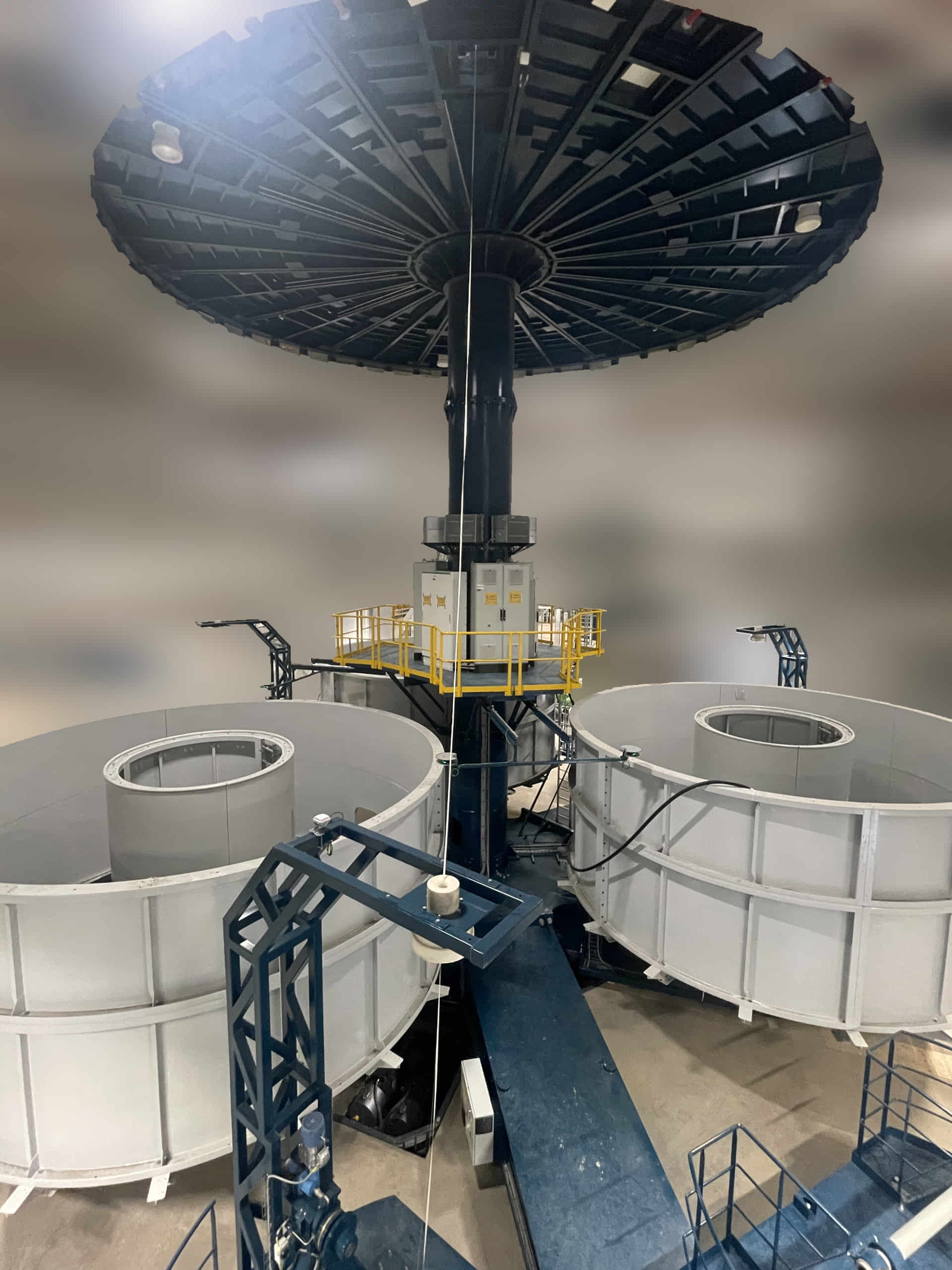 A photo of the vertical lay-up machine close up