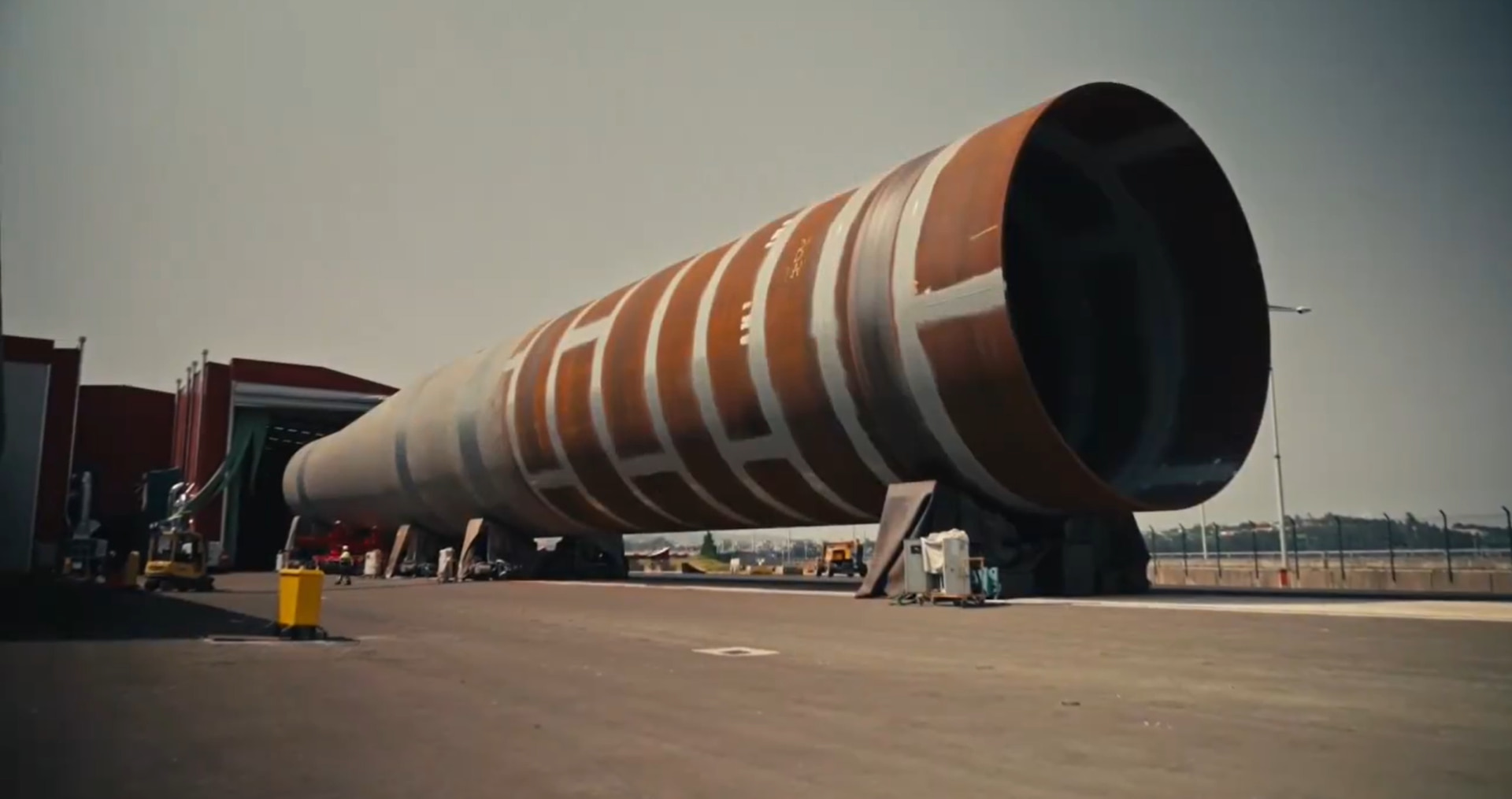 A photo of Navantia's first monopile for East Anglia Three