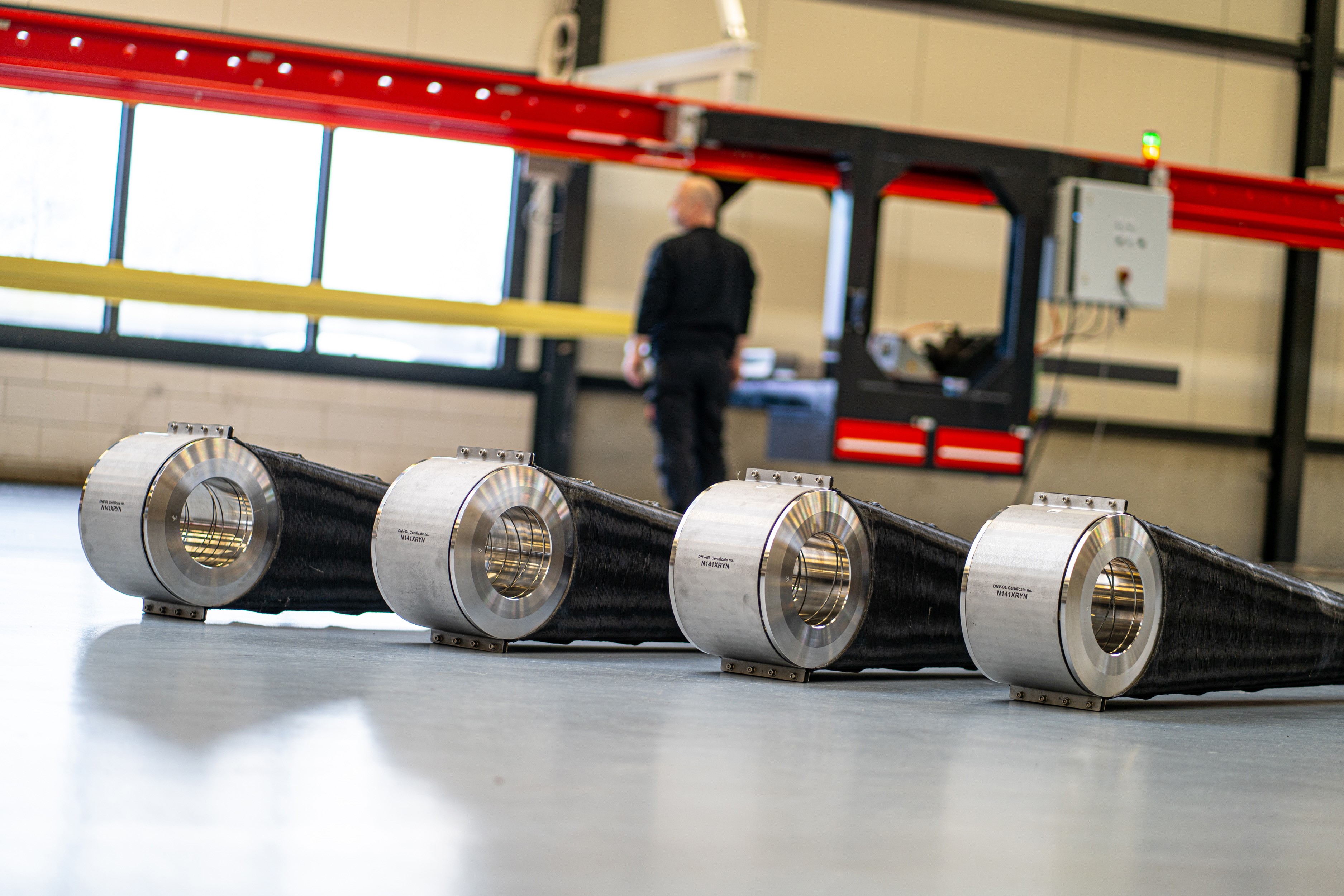 A photo of FibreMax's tendon mooring lines that support Floating Offshore Wind