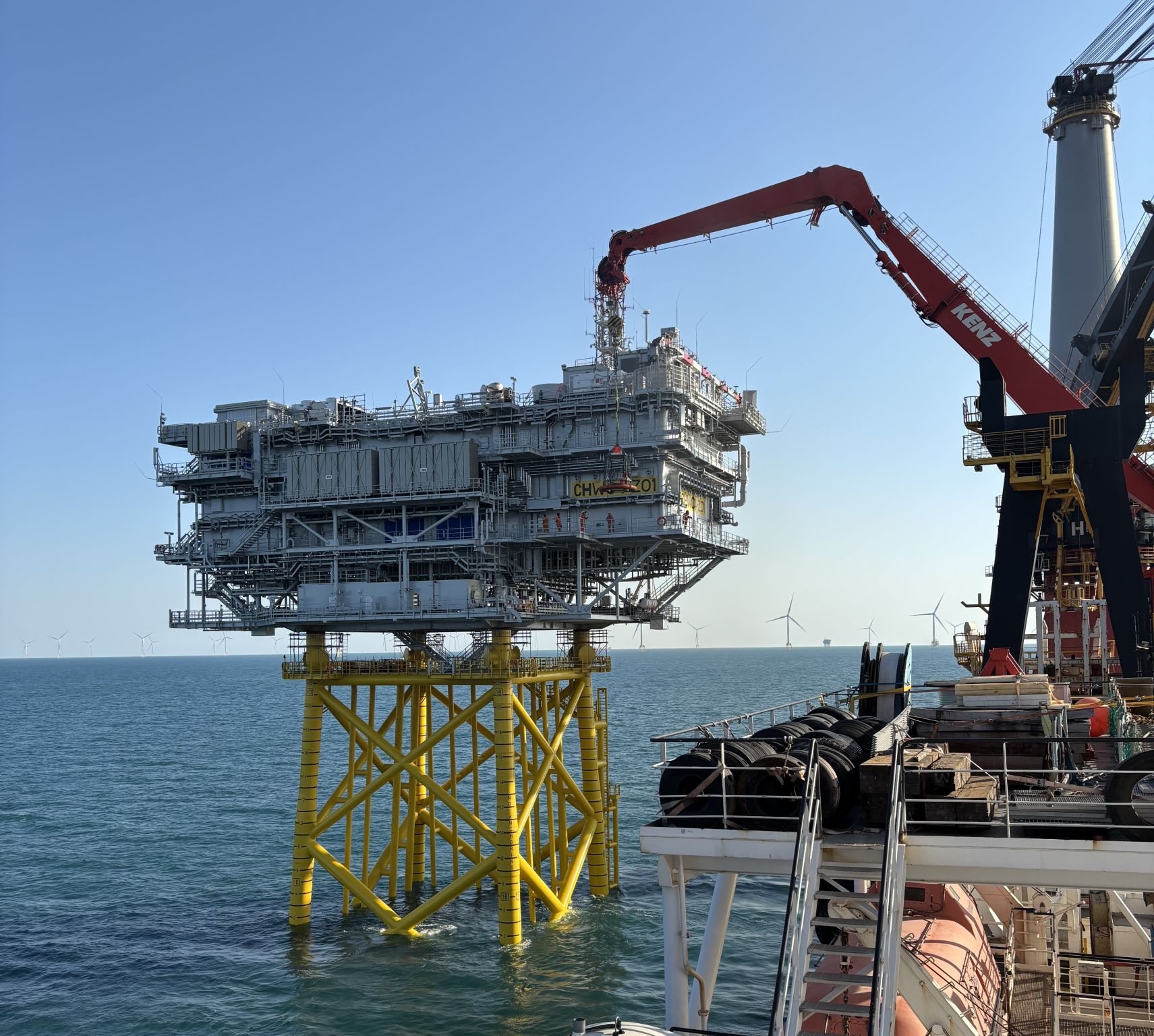 A photo of the Greater Changhua 2b and 4 offshore substation being installed