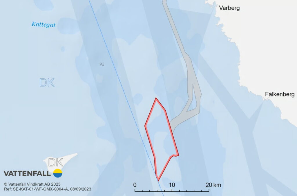 Map showing location of Kattegatt Syd offshore wind farm