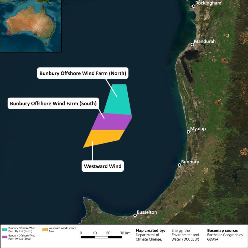 Australian Gov’t Awards Final Feasibility Licences to Three Offshore Wind Projects in Bunbury Zone